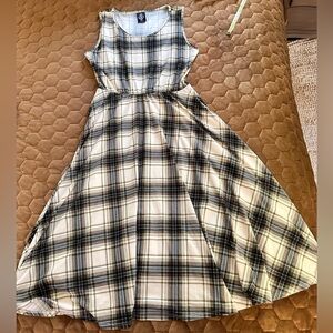 Agnes & Dora Baby Suede Black and Cream Plaid Sleeveless Dress With Pockets
